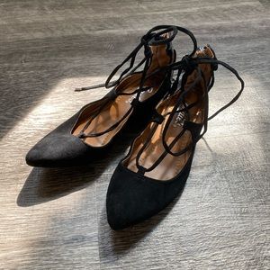 Candies - Black Lace Up Flats
